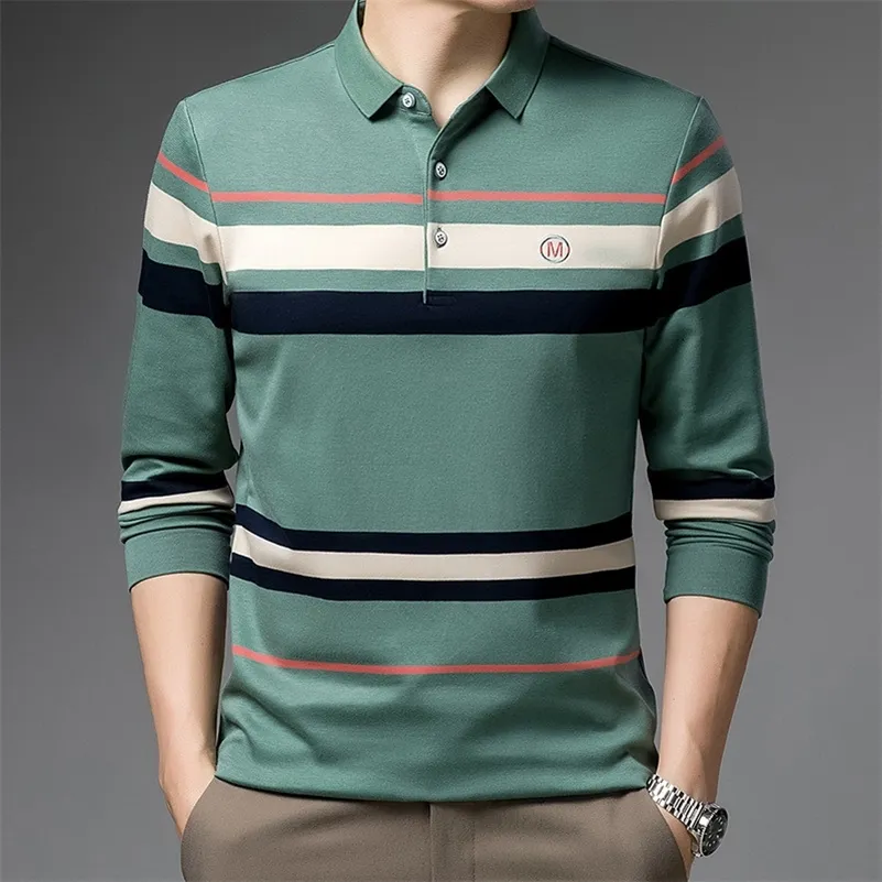 Men's Polos Ymwmhu Cotton Shirt Men Long Sleeve Lapel Green Autumn Tops Fashion Male Korean Clothing Slim Fit Tshirt 220915