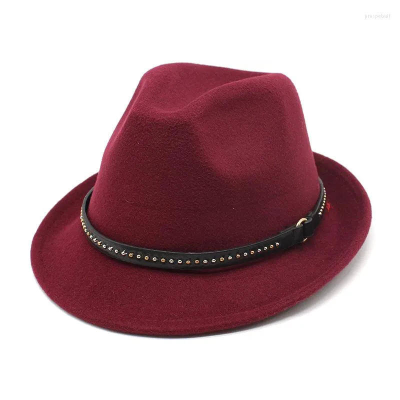 Berets Vintage British Style Jazz Fedora Hats For Gentleman Wool Felt Autumn And Winter Outdoor Casual Warm Top Caps