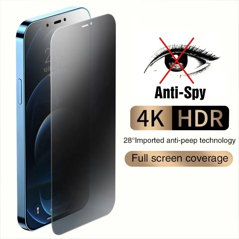 İPhone 14 13 12 11 Pro MAX XR 7 8 Plus Reping Anti-Peeping Temperli Cam Perakende Paket