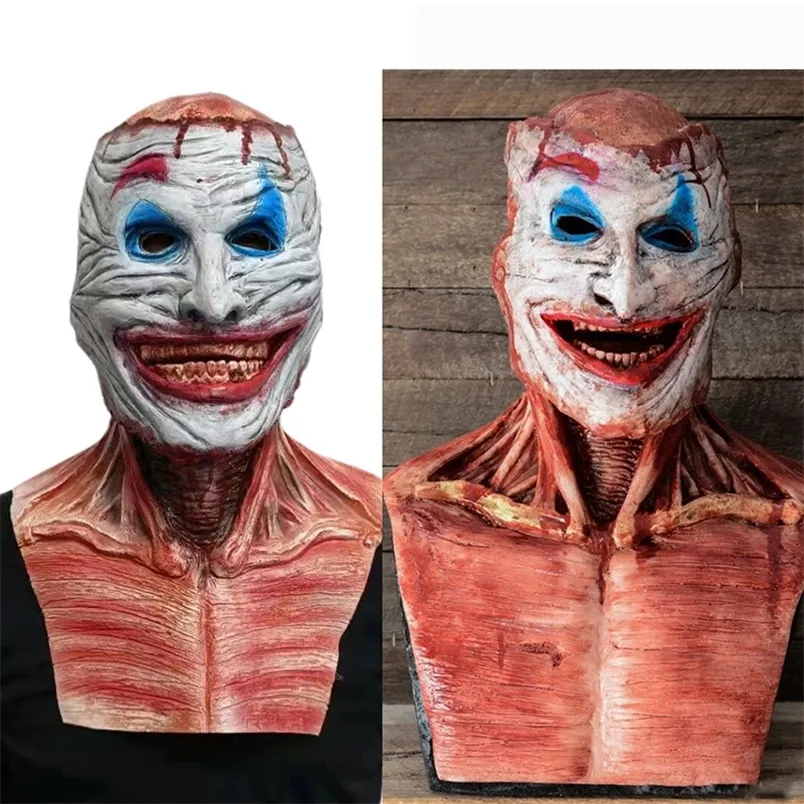 Máscaras de festa Halloween horror máscara de látex sorriso demônio tampa completa da cabeça da cabeça assustadora máscaras adultas de halloween fantasia de cosplay adereços de festa 220915