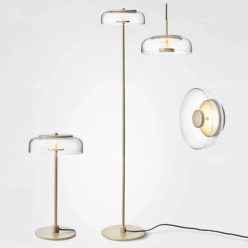 Lampadario in cristallo postmoderno Lampada da terra in vetro Led Design minimalista nordico per soggiorno Camera da letto Studio Decor Home Oro