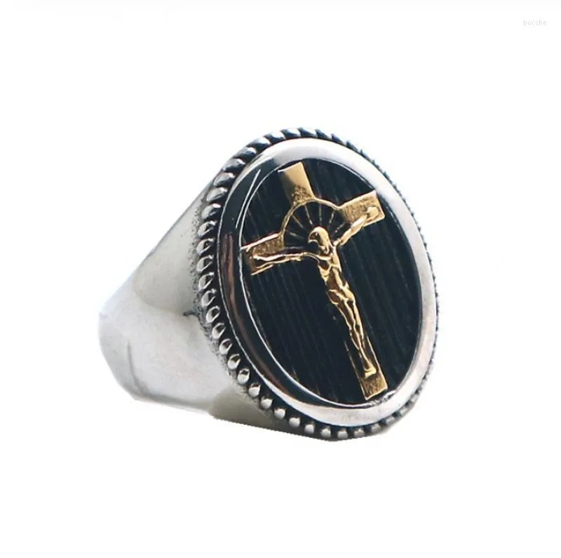 Cluster Rings mannen en vrouwen persoonlijkheid retro creatief ontwerp religieuze Jezus kruis amulet casual geschenk ketting ring