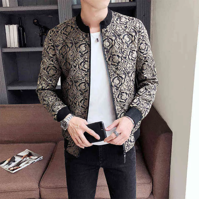 Jaquetas masculinas jacquard jaqueta jaqueta masculina 2022 Spring Men Zipper Bomber Jacket Aretwear Menina Vintage Casual Slim Fit T220914