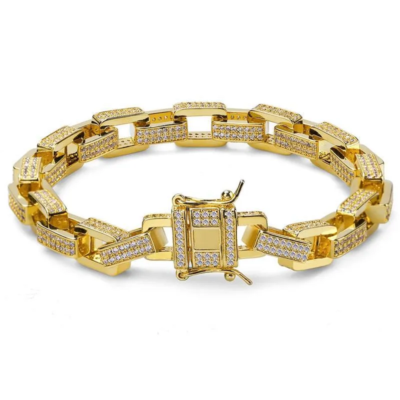 L￤nkkedja 18k guldpl￤terad kedja armband trendig mode m￤n kvinnor lyx bling zircon uts￶kta hiphop 3487 Q2 droppleverans 2021 dhsm0