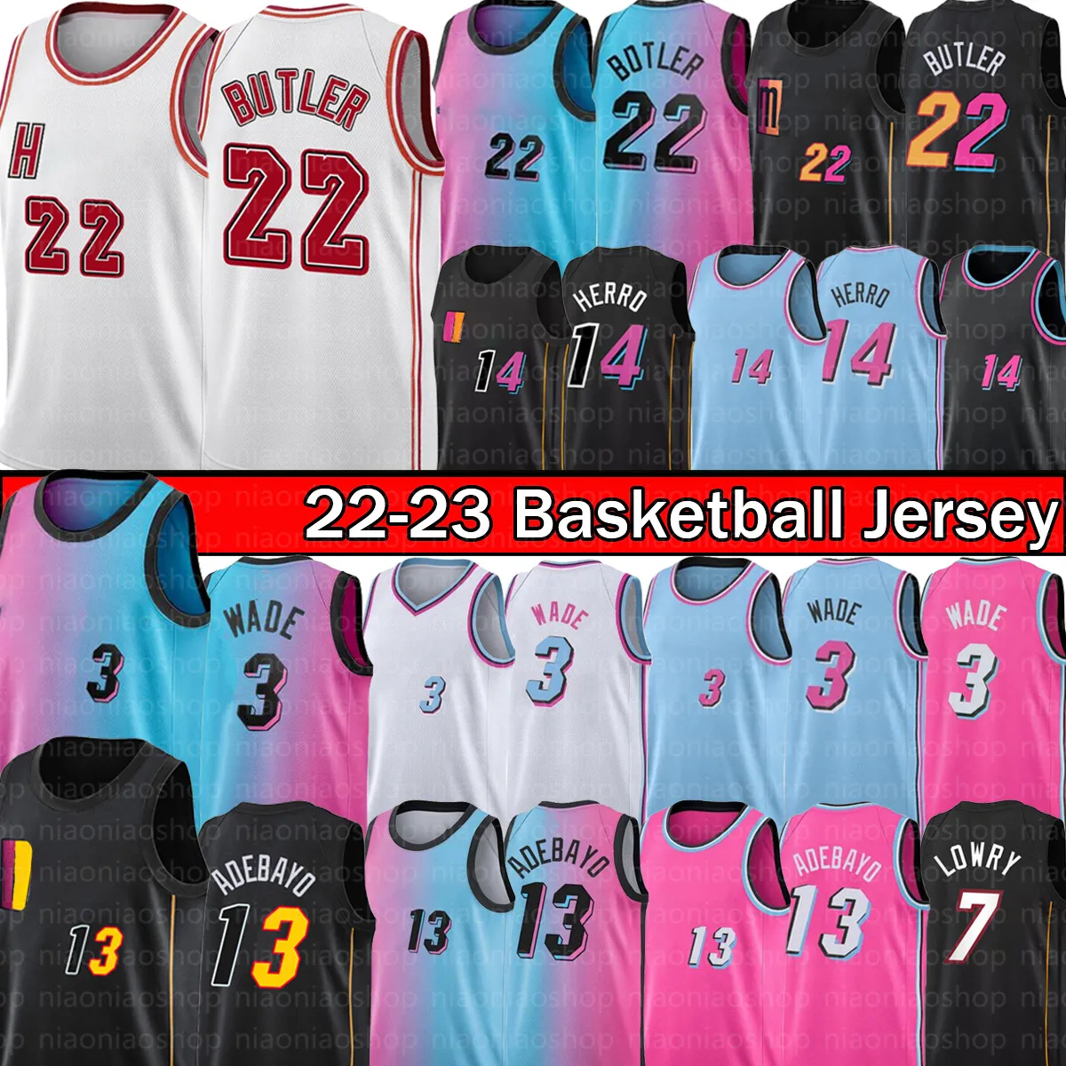 Koszulki do koszykówki Jimmy 22 Butler 13 Adebayo Jersey Dwyane 3 Wade Tyler 14 Herro Męs Kyle 7 Lowry Miamis Mens Heats 2022 2023 City Edition koszul
