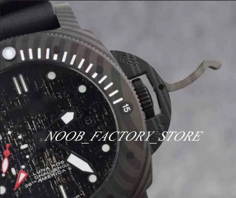 Luxe klassiek p 1039 automatisch uurwerk 47 mm Carbotech linksom draaiende bezelbehuizing zwarte rubberen band duiken herenhorloges