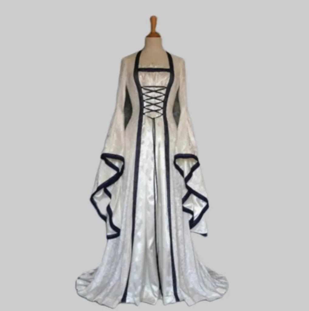무대웨어 할로윈 드레스 중세 르네상스 플레어 슬리브 드레스