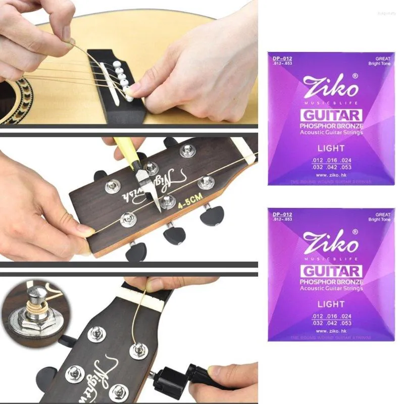 Ziko Acoustic Guitar Strings Set Silver Plated Finish, 6 Parts For