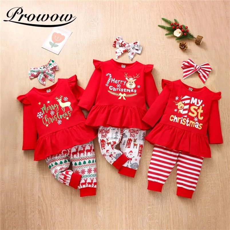 Ensembles de vêtements Noël bébé fille vêtements ensemble ma première année Costumes pour enfants filles vêtements Festival enfant en bas âge bébé Xmas Elk tenues 220916