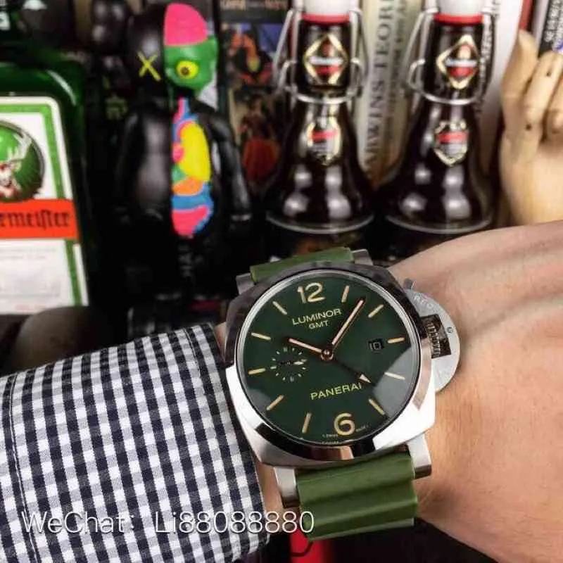 Hochwertige Designer-Uhr, automatisches mechanisches Uhrwerk, Saphirspiegel, 44 mm, 13 mm, importiertes Rindsleder-Armband mit Schnalle, 0i6t