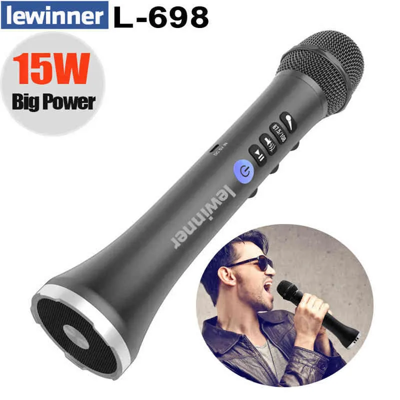 Mikrofone Lewinner L-698 Drahtloses Karaoke-Mikrofon Bluetooth-Lautsprecher 2-in-1-Handheld-Singaufnahme Tragbarer KTV-Player für iOS/Androi T220916