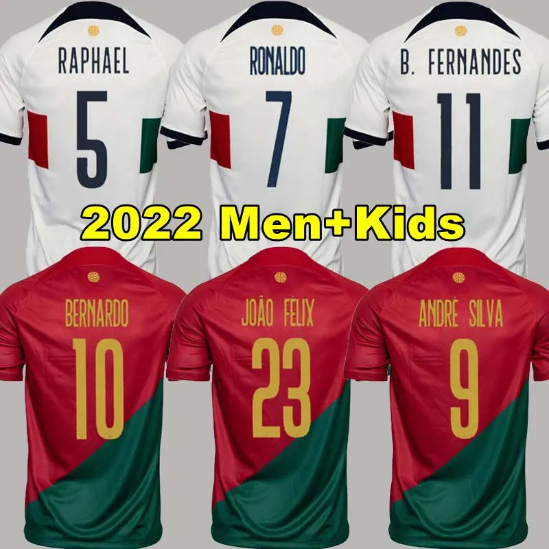 Maillot de football 2022 Portugais Bruno FERNANDES DIOGO J. DANILO Portuguesa 2022 Joao Felix 22 23 Maillot de football BERNARDO Portugieser Hommes Femmes Enfants Kit uniformes chaussettes