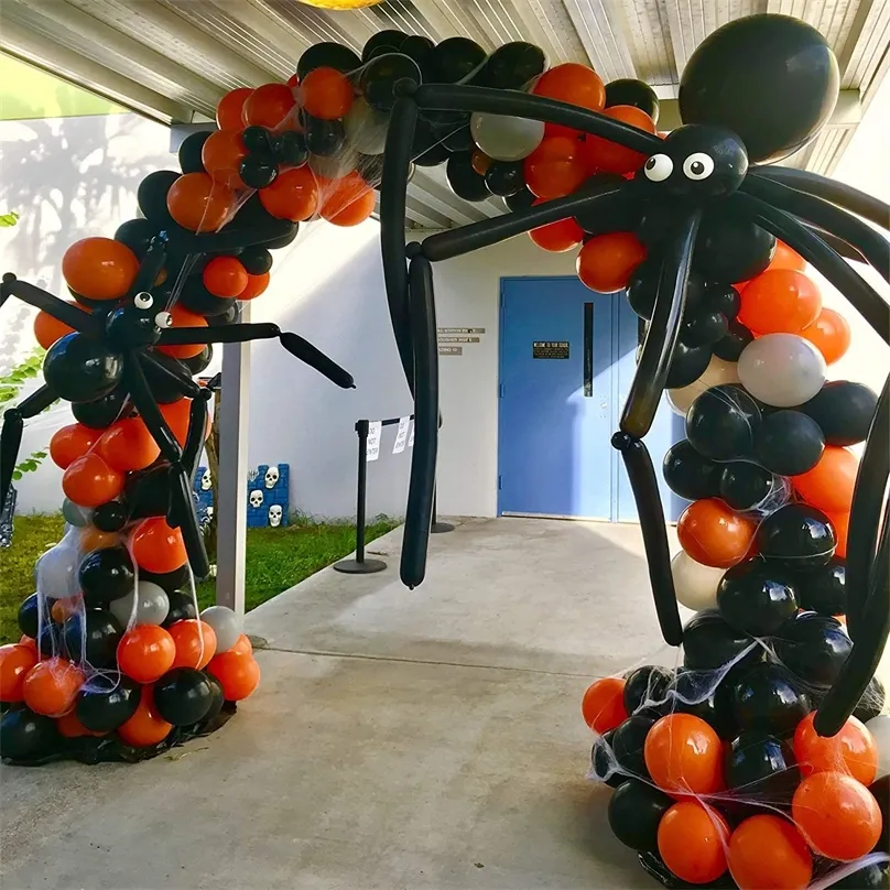 Party Decoration Halloween Ballonnen Set Arch Garland Kit Diy Big Spiders Pumpkin Bat latex Indoor Outdoor 220915