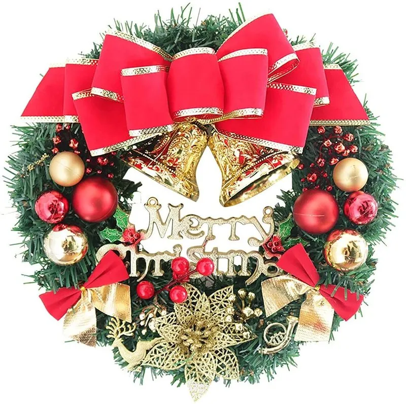 Christmas Decorations cm Couronne de Noël Cercle en rotin Pendentif sapin de Noël Mini petite couronne (B, taille unique