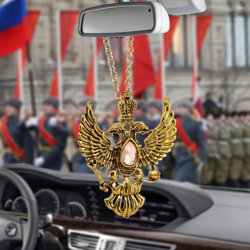 Interieur decoraties auto achteraanzicht spiegel ornament accessoires Russische badge dubbele adelaars embleem hanger auto decoratie hangende vakantie