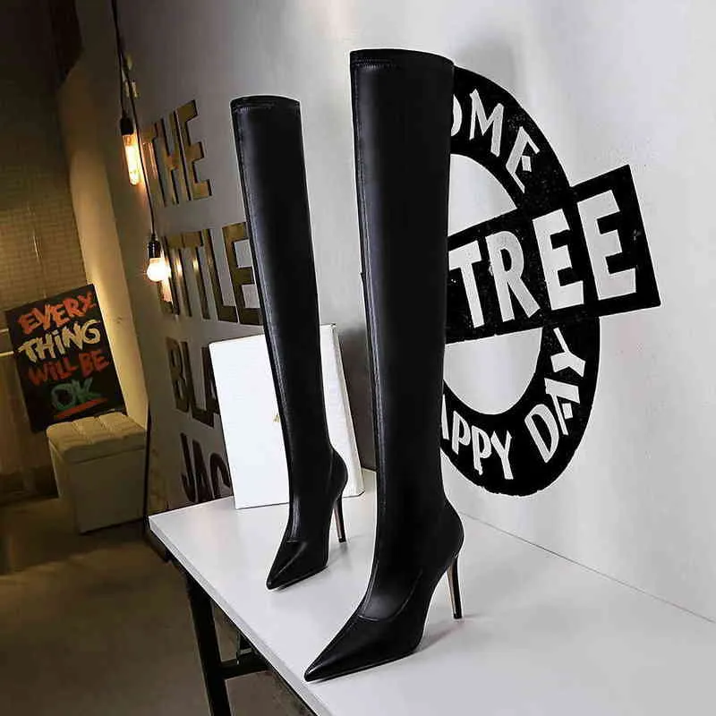 315-16 Sandals Style Fashion Simple Thin Heel High Pointy Winter Sexy Nightclub Slim Legged Over Knee Boots