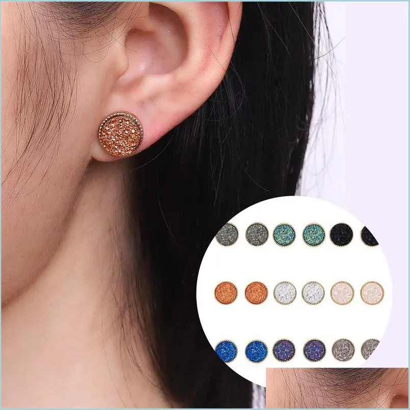 Stud Fashion Circar Crystal Stud Earrings Simplicity Alloy Resin Earring Studs Jewelry Plated Gold Womens Eardrop 1 15Cm G2B Drop Del Dhnoj