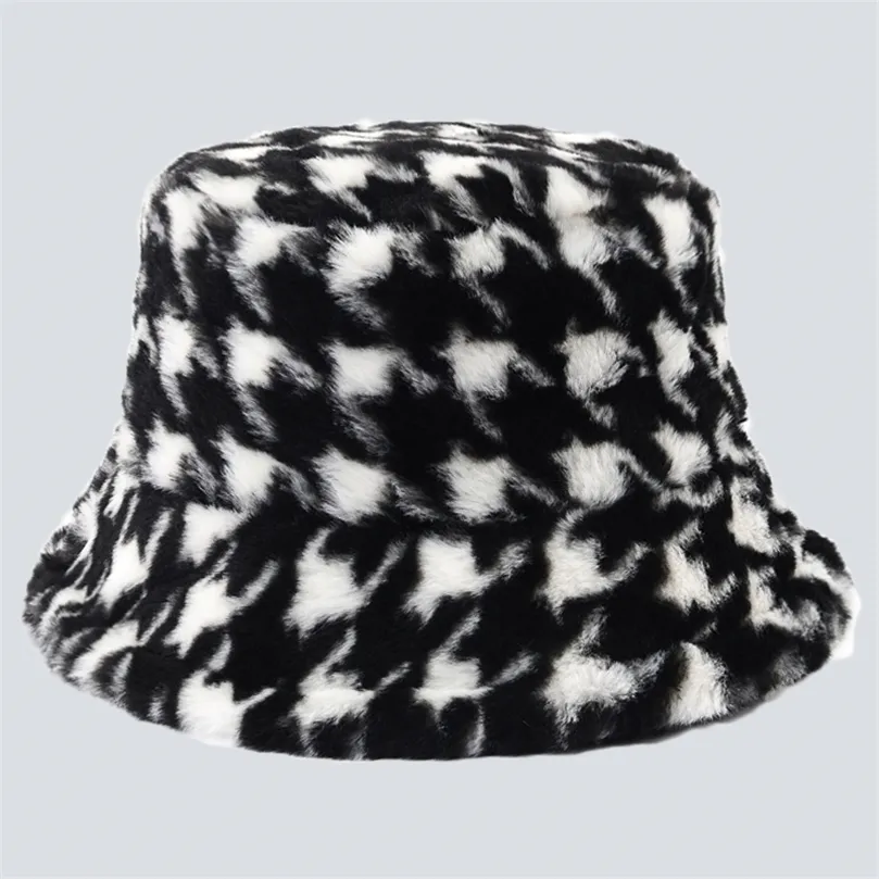 Chapéu de borda ardente Mulher moda cão chapé de caçamba de inverno menina ao ar livre Faux Rabbit Fur Soft Pescherman Hat Férias quente Panamá grosso 7 cor 220916