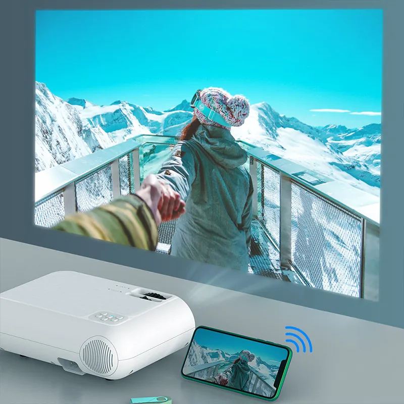 Wifi 720P 1080P Proyectores Compatibles Con Video 4000lm LED Altavoz  Compatible Con 3D Proyector De Tiro Corto HiFi Para Películas De Juegos HDMI  / USB / VGA / PS4 De 76,8 €