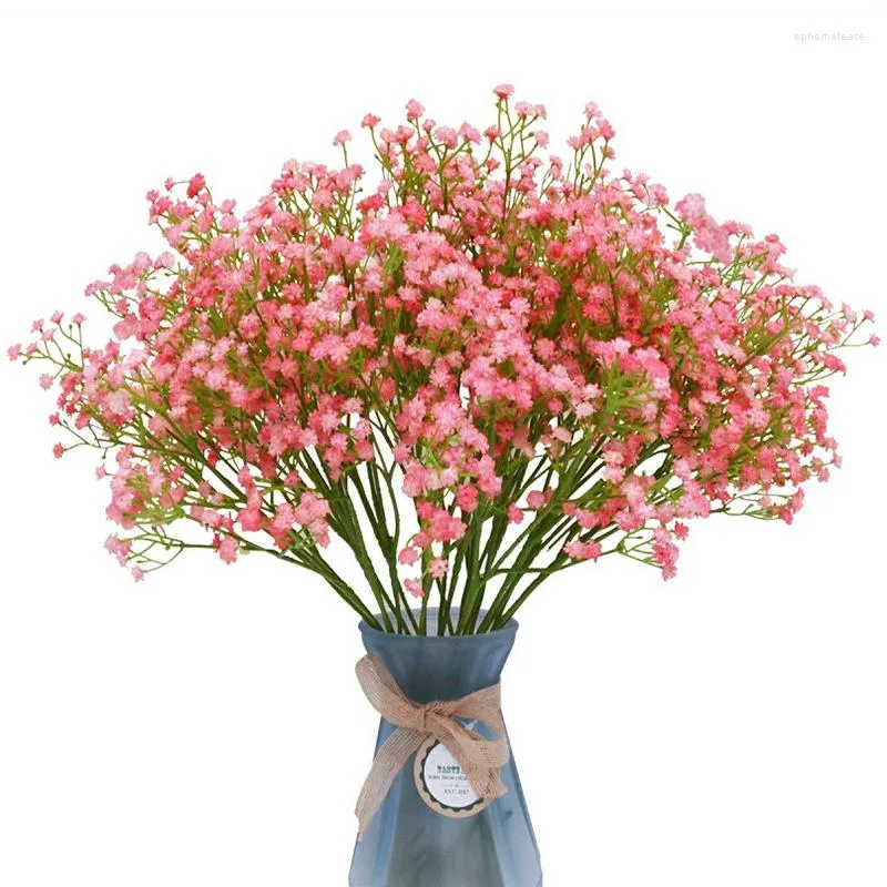 Decorative Flowers 3Bunches 90Heads Babies Breath Artificial Plastic Gypsophila DIY Floral Bouquets Arrangement Wedding Home Decor 52cm