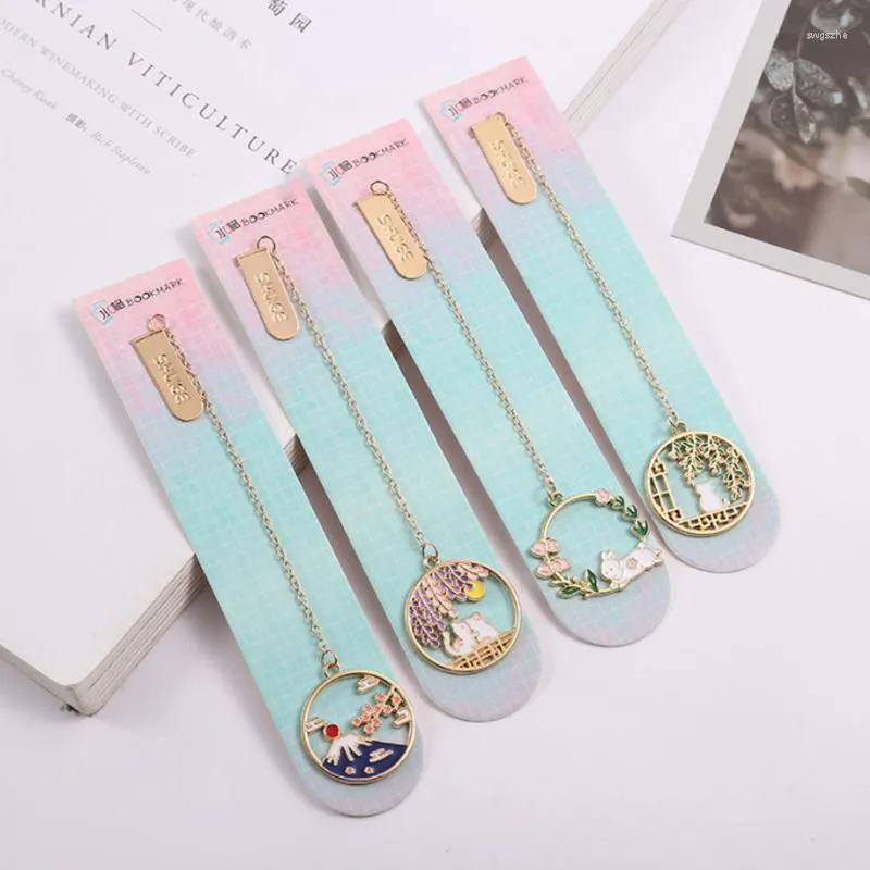 Cute Wisteria Double Cat Bookmark Student Exquisite Study Office Portable Reading Stationery Girl Decorative Book Page Folder