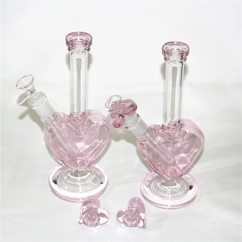 Narguilés Tuyaux D'eau En Verre En Forme De Coeur Bong Plates-formes Dab Rig Bongs Fumer Bols D'herbes Sèches Accessoires Capteurs De Cendres