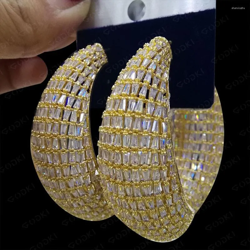 Hoop Earrings GODKI 2022 Luxury Bold Statement For Women Wedding Cubic Zircon DUBAI Bridal Round Circle