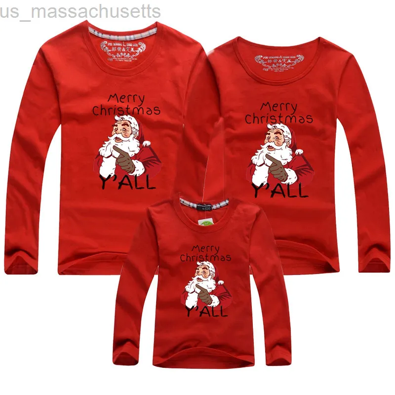 Family Matching Outfits Christmas Family Matching T-shirt New Year Adult Kids T-shirt Long Sleeve Cotton Father Mother Son Daughter Clothes Family Look