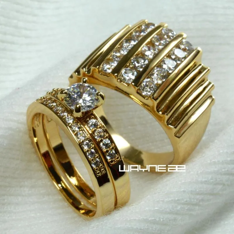 Wedding Rings set Gold Tone Engagement Ring Band voor mannen en vrouwen R117 280 maat 9-15; 6-10