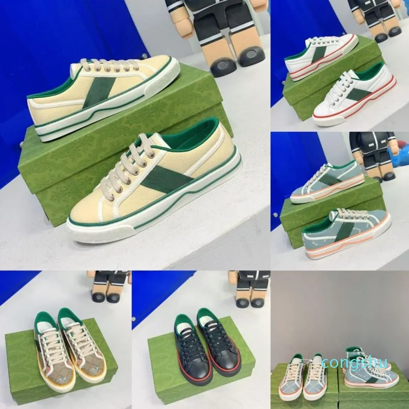 Vrouwen met heren met hoge top sneaker designer schoenen groen rood webstreep canvas runner trainers sneakers dames rubber zool schoen met doos