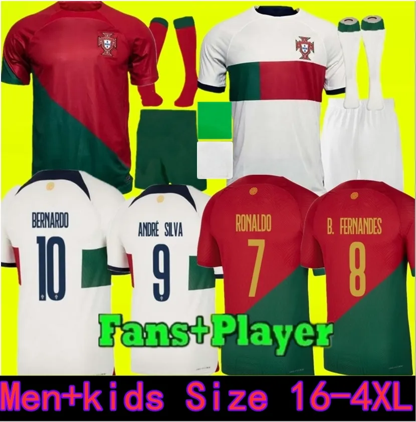 2022 Jersey de football portugais Bruno Fernandes Diogo J. Coupe du monde Portuguesa r￩tro 2022 Joao Felix 22 23 Kirt de football Bernardo Portugieser Men Women Kid Kit Kit Kit