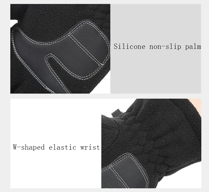 Men Women Winter Polar Fleece Silica Gel Non Slip Touch Screen Driving Mitten Plus Velvet Thick Warm Sport Cycling Glove CPA4360 916