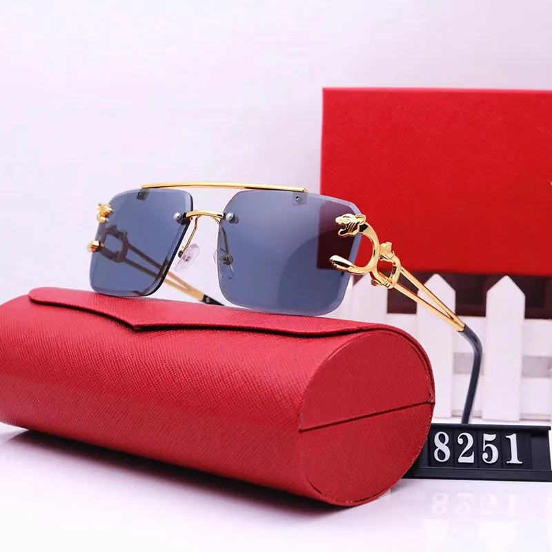 Fashion Designer Sunglasses Frames Rimless Frameless Shades Retro Vintage Trendy Eyewear for Men Women Blue Stylish Carti Glasses Driving Fishing