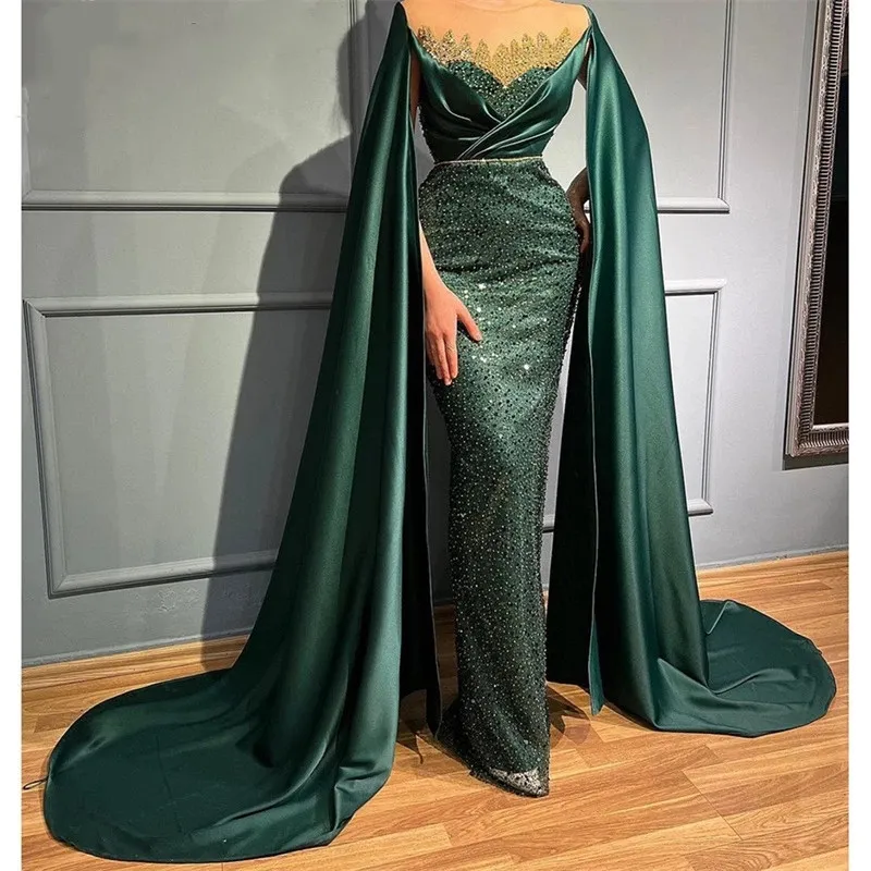 Elegant Emerald Green Beaded Mermaid Evening Gown with Cape - Premium Quality, Shop Now! from Dhgate Evening Dresses - price 355.72 Elegant Emerald Green Beaded Mermaid Evening Gown with Cape - Premium Quality, Shop Now! from Dhgate Evening Dresses - price 355.72