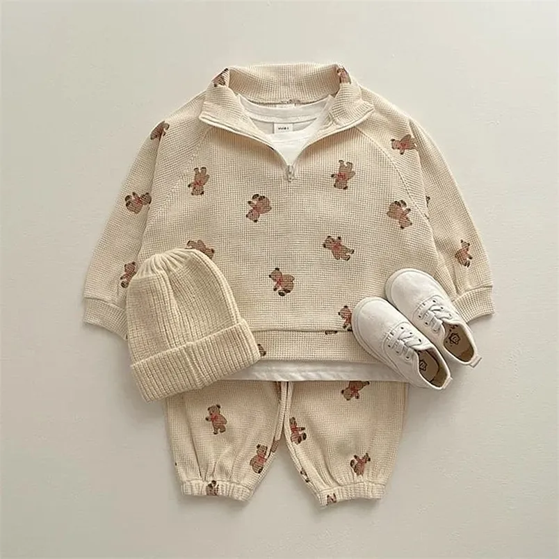 Ensembles de vêtements printemps infantile bébé dessin animé vêtements ensembles enfant en bas âge garçons filles à manches longues sweat pantalon 2 pièces costume enfants mignon ours vêtements ensemble 220916