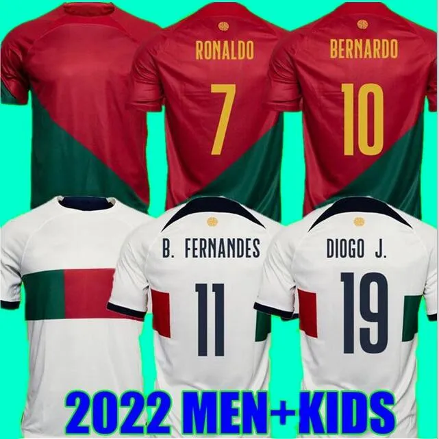 2022 2023 Portugal Soccer Jerseys Bruno Fernandes Diogo J. Danilo Portuguesa 23 23 Joao Felix Football Shert Bernardo Portugieser الرجال Kids Kids مجموعات موحدة Camisa