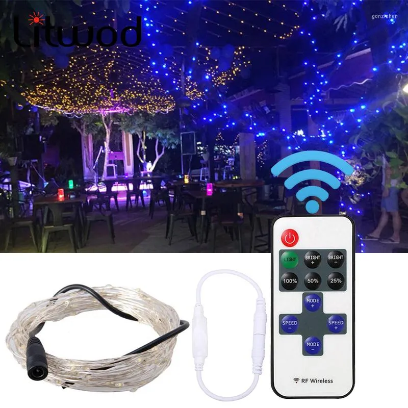 Strängar Z20 DC12V 5M 10M LED -strip Ljus Vattentät Powered RGB Copper Wire Holiday String Lighting For Christmas Trees Party Home