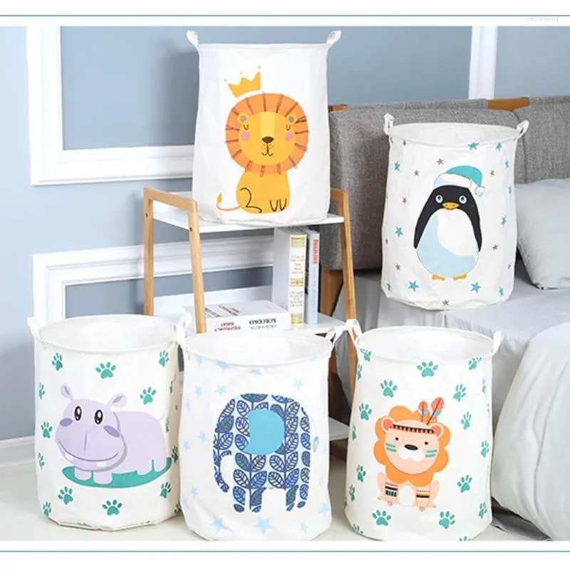 Bolsas de lavanderia cesta de linho de algodão dobrável 40 50 cm Organizador à prova d'água Roupas de balde infantil Toy Toy de grande capacidade Home de armazenamento