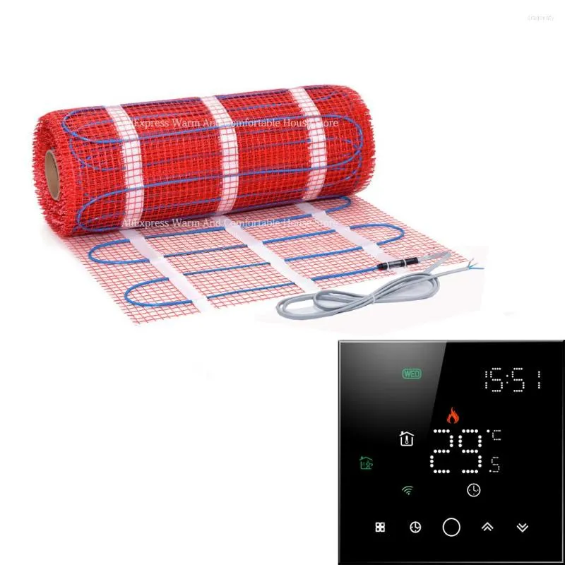 Accessoires d'éclairage 12M2 carrelage système de chauffage au sol tapis câble fil avec Wifi Thermostat pour chambre salon chauffage 150w/m2 facile