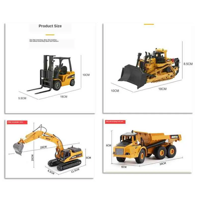 Diecast Construction Vehicle Set - 1:50 Scale Alloy Trucks