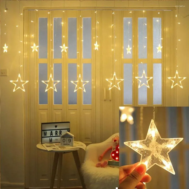 Stringhe 3,5 M Luci LED natalizie 96 led Romantico Fata Stella Tenda Illuminazione a corda per le vacanze Ghirlanda di nozze Decorazione del partito
