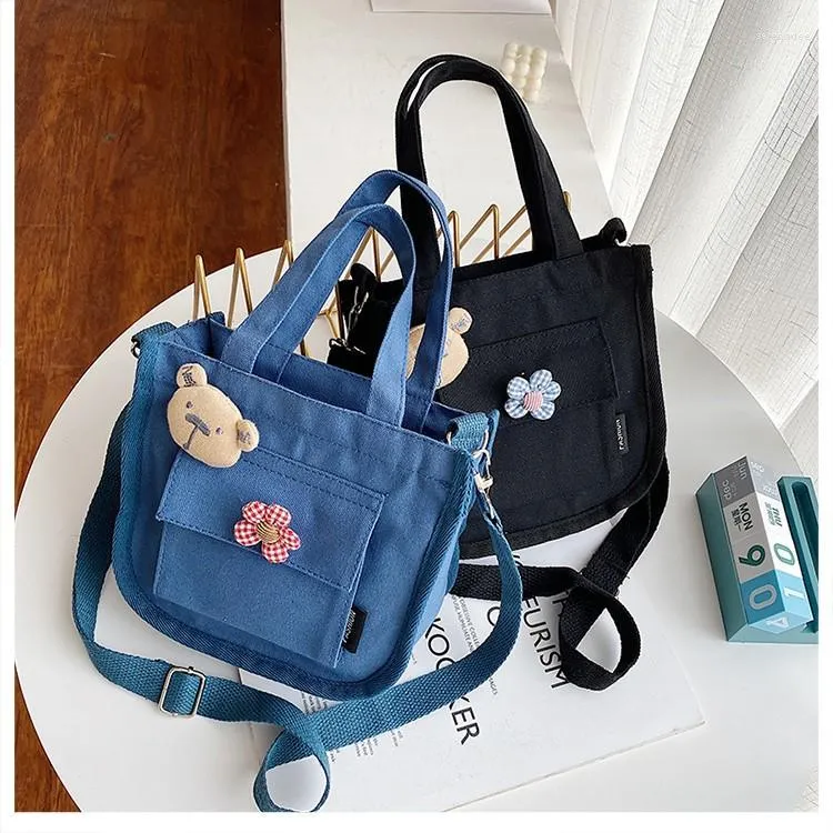 Evening Bags Women Cute Canvas Small Bag Female Shoulder Tote Kawaii Cotton Handbag For Girl Mobile Phone Package Student Crossbody
