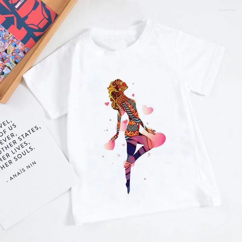 Shirts Fashion Cartoon Ballet Dance T Shirt 24M-9T Years Short Sleeve Children Girls Clothing For Kids Summer Baby O-neck Tops