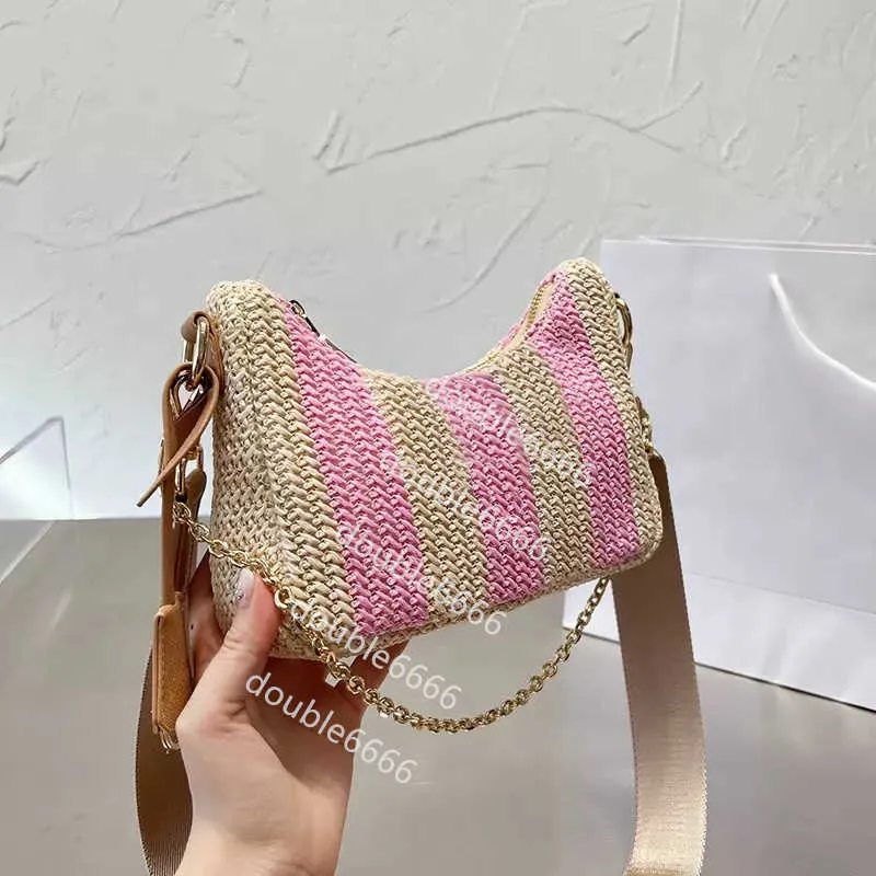 Summer Straw bag hobo designer shoulder crossbody bags ladies chain tote bag composite handbag with coin purse Woman Handbags Chest pack lady chains Totes cross body