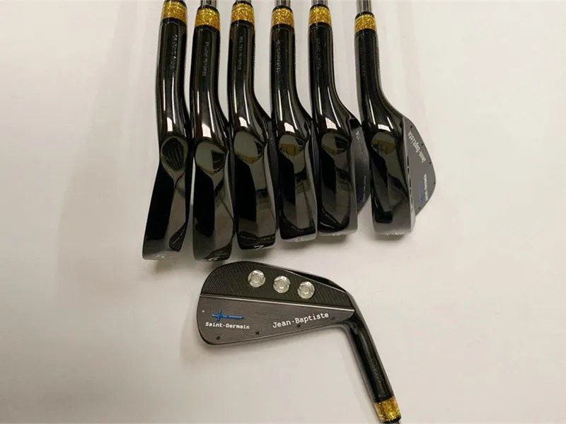 Ferto de lâmina de ferro preto Irons Forged Clubes de golfe 4-9p Eixo de aço com tampa da cabeça