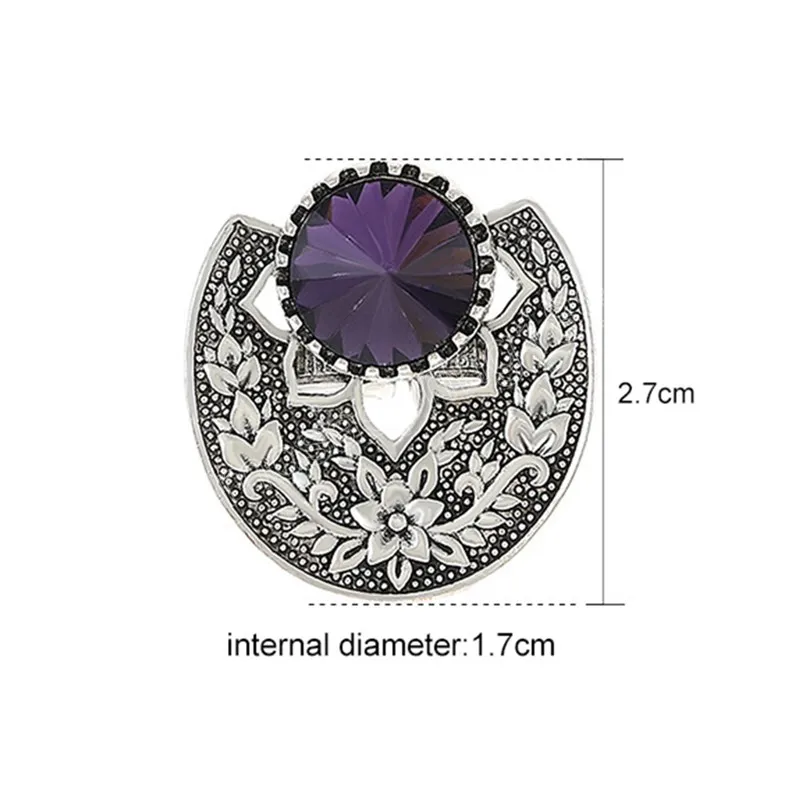 Bague de luxe en cristal violet, bijoux indiens pour femmes, rétro, couleur argent, bagues sculptées, bijoux de Banquet et de mariage, cadeaux féminins