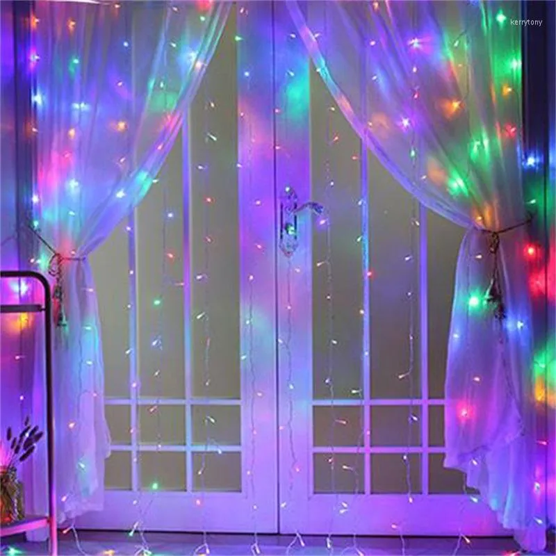 Cuerdas cortina red luz de hadas hogar vacaciones Navidad decoración boda malla cadena luces guirnaldas tira fiesta 10m 100leds