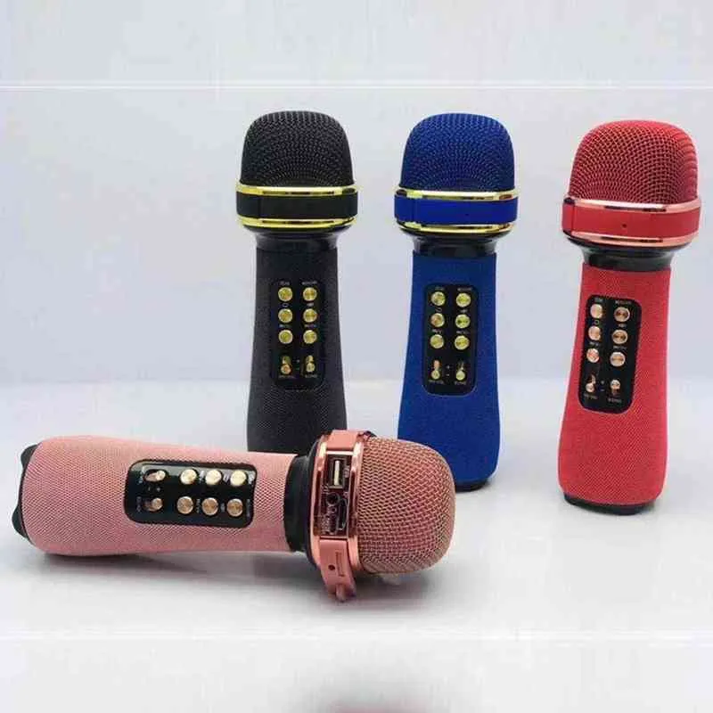 Machine Karaoké Bluetooth 2 Microphones – Effets De Voix Et Lumières LED – Portable – Idéal Enfants Et Adultes – Rose Clair
