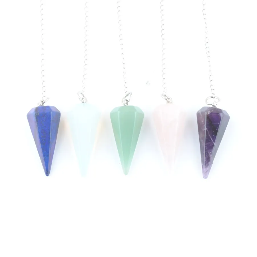 Natural Healing Crystal Pendulum Hexagon Pyramid Chakra Chain
