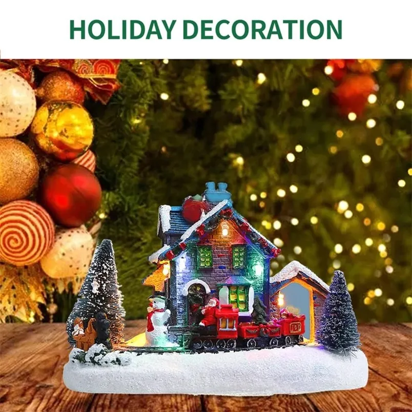 Dekoracje świąteczne kolorowe światła LED świąteczne Święta Święta Lumowatous Figurines Battery działające pulpit krajobrazowy ornament Navidad Home Decor 220916